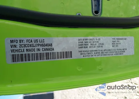 2023 Dodge Charger Scat Pack из США, поврежденный, VIN 2C3CDXGJ7PH604048